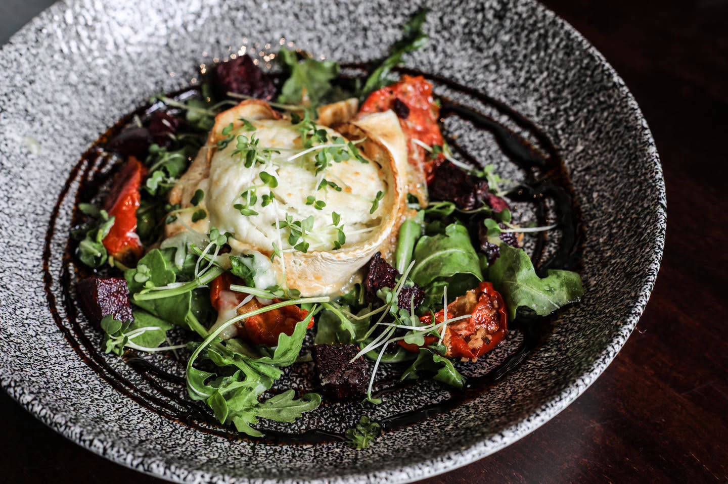 Grilled goat’s cheese salad with roast beetroot